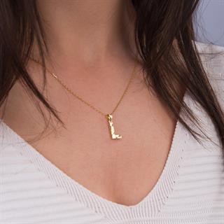 14 Ayar Altın L Harfi Kolye Ucu