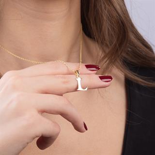 14 Ayar Altın L Harfi Kolye Ucu