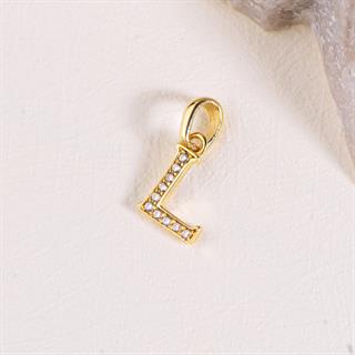 14 Ayar Altın L Harfi Taşlı Kolye Ucu