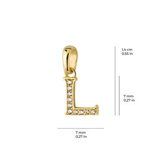 14 Ayar Altın L Harfi Taşlı Kolye Ucu
