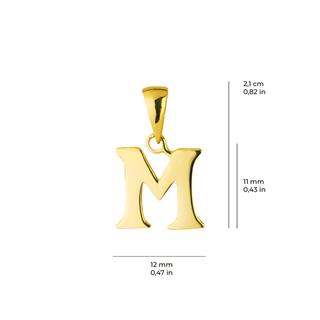 14 Ayar Altın M Harfi Kolye Ucu
