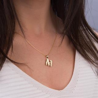 14 Ayar Altın M Harfi Kolye Ucu