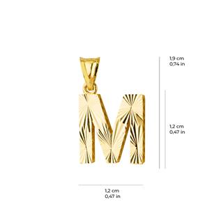 14 Ayar Altın M Harfi Kolye Ucu