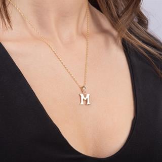 14 Ayar Altın M Harfi Kolye Ucu