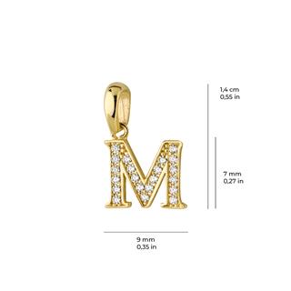 14 Ayar Altın M Harfi Taşlı Kolye Ucu