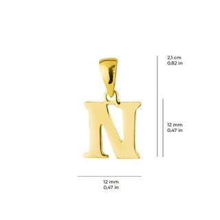 14 Ayar Altın N Harfi Kolye Ucu