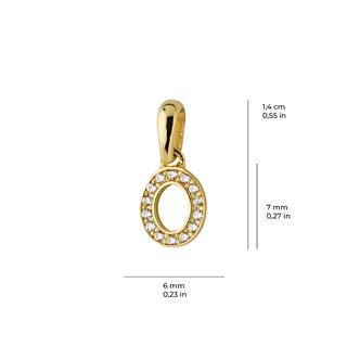 14 Ayar Altın O Harfi Taşlı Kolye Ucu