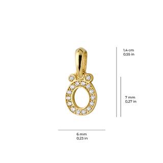 14 Ayar Altın Ö Harfi Taşlı Kolye Ucu