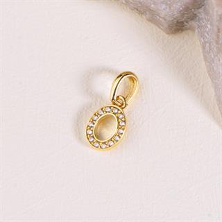 14 Ayar Altın O Harfi Taşlı Kolye Ucu