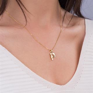 14 Ayar Altın P Harfi Kolye Ucu