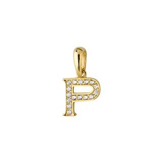 14 Ayar Altın P Harfi Taşlı Kolye Ucu