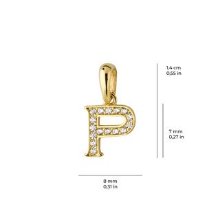 14 Ayar Altın P Harfi Taşlı Kolye Ucu