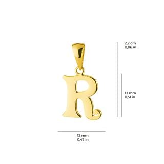 14 Ayar Altın R Harfi Kolye Ucu