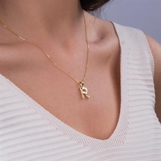 14 Ayar Altın R Harfi Kolye Ucu