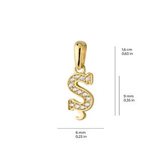 14 Ayar Altın Ş Harfi Taşlı Kolye Ucu