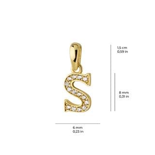 14 Ayar Altın S Harfi Taşlı Kolye Ucu