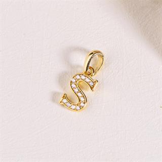 14 Ayar Altın S Harfi Taşlı Kolye Ucu