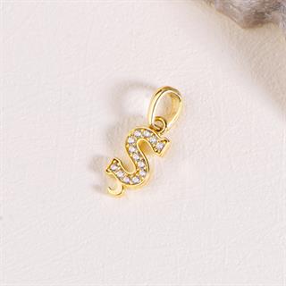 14 Ayar Altın Ş Harfi Taşlı Kolye Ucu