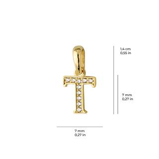 14 Ayar Altın T Harfi Taşlı Kolye Ucu