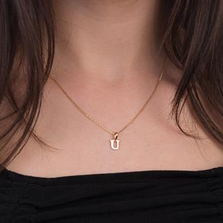 14 Ayar Altın U Harfi Kolye Ucu