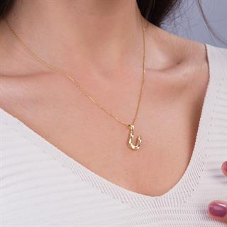 14 Ayar Altın Ü Harfi Kolye Ucu