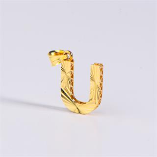 14 Ayar Altın U Harfi Kolye Ucu