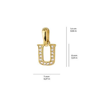 14 Ayar Altın U Harfi Taşlı Kolye Ucu