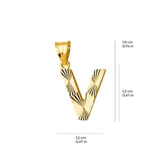 14 Ayar Altın V Harfi Kolye Ucu