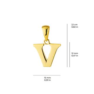 14 Ayar Altın V Harfi Kolye Ucu