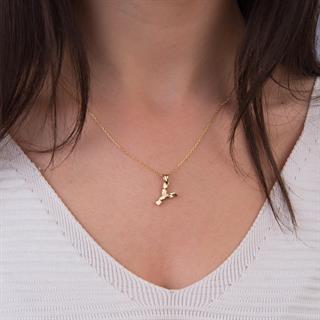 14 Ayar Altın Y Harfi Kolye Ucu