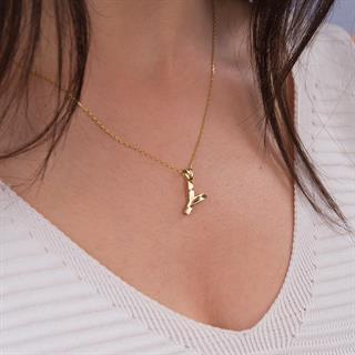 14 Ayar Altın Y Harfi Kolye Ucu