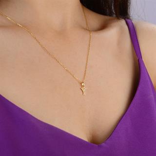 14 Ayar Altın Y Harfi Taşlı Kolye Ucu