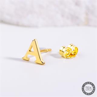 14 Ayar Altın A Harf Küpe