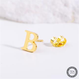 14 Ayar Altın B Harf Küpe