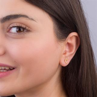 14 Ayar Altın C Harf Küpe