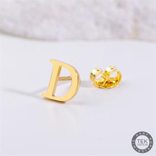 14 Ayar Altın D Harf Küpe