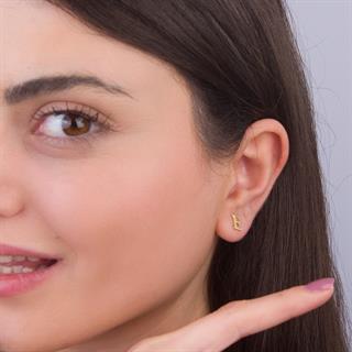 14 Ayar Altın E Harf Küpe