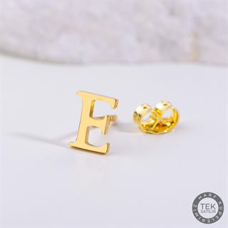 14 Ayar Altın E Harf Küpe