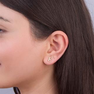 14 Ayar Altın E Harf Küpe