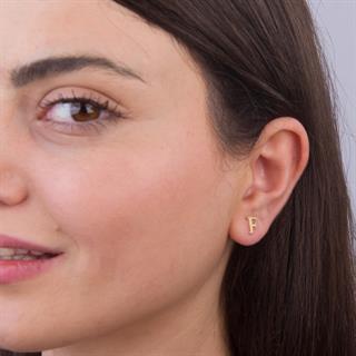 14 Ayar Altın F Harf Küpe