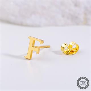 14 Ayar Altın F Harf Küpe
