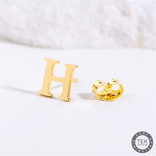 14 Ayar Altın H Harf Küpe