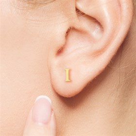 14 Ayar Altın I Harf Küpe