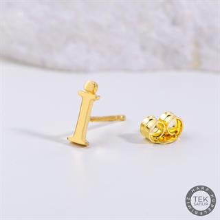 14 Ayar Altın İ Harf Küpe
