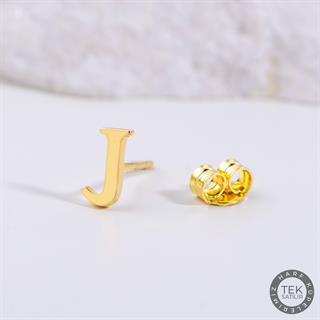 14 Ayar Altın J Harf Küpe