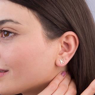 14 Ayar Altın K Harf Küpe