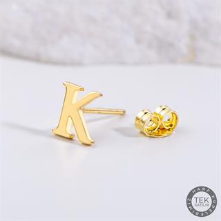 14 Ayar Altın K Harf Küpe