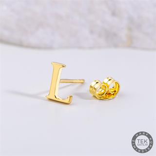 14 Ayar Altın L Harf Küpe