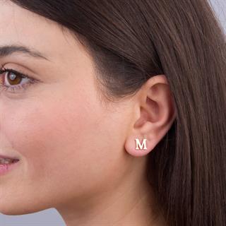 14 Ayar Altın M Harf Küpe