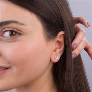 14 Ayar Altın M Harf Küpe